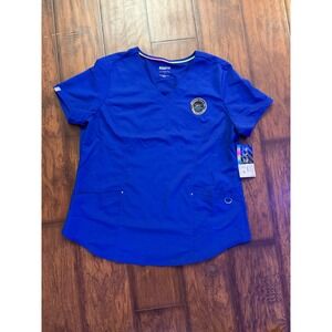 Scrubstar Mock Wrap Scrub Top Womens Large Electric Blue NWT Ultimate